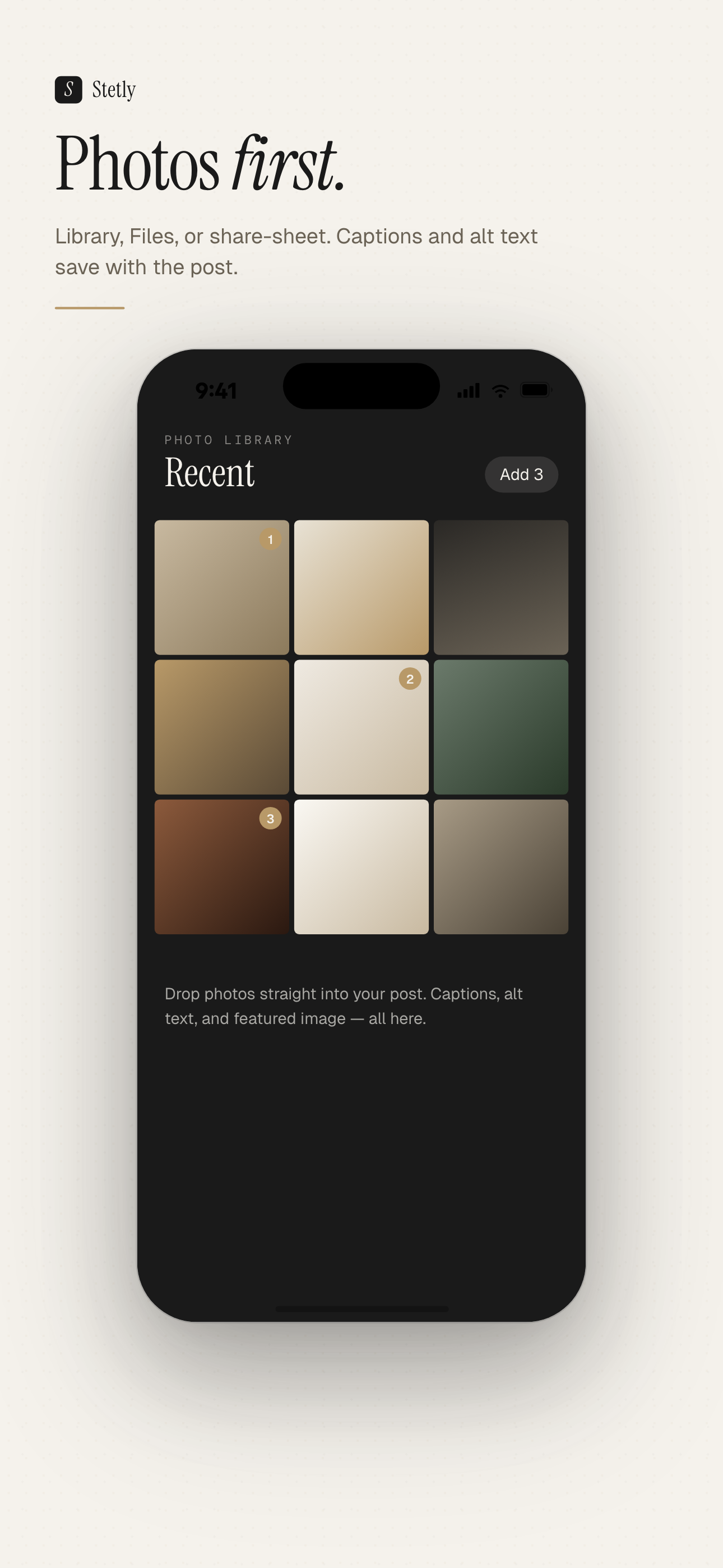 Picking photos to attach to a post